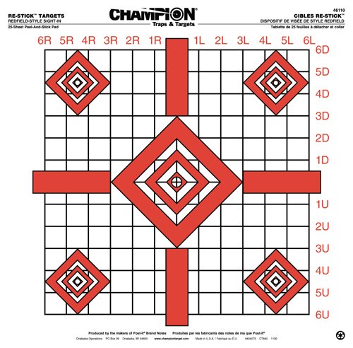 CHAMPION RE-STICK REDFIELD - SIGHT IN SELF-ADHESIVE 25-PACK