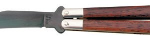 BEAR & SON BUTTERFLY KNIFE - 3.5" ROSEWOOD BLACK BLADE
