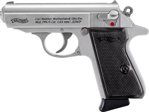 WALTHER PPK/S 32ACP SS FS - 7-RD. BLACK SYNTHETIC GRIPS