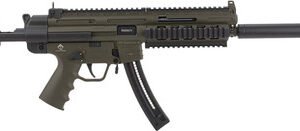 ATI GSG-16 16.25" .22 LR Semi-Auto Rifle 22+1 Fake Suppressor Collapsible Stock OD Green