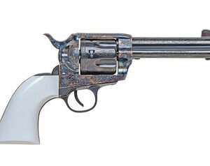 Traditions Firearms SAT73-110BTM 1873 Single Action Revolver Bill Tilghman Model .45 Long Colt 6 Rounds 4.75" Nickel/Color Case Hardened/White Polymer Grips