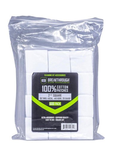 SQUARE COTTON PATCH 2-1/4 X 2-1/4IN 600/PK - .38 - .45 CALIBER, .410 BORE & 20 GAUGE