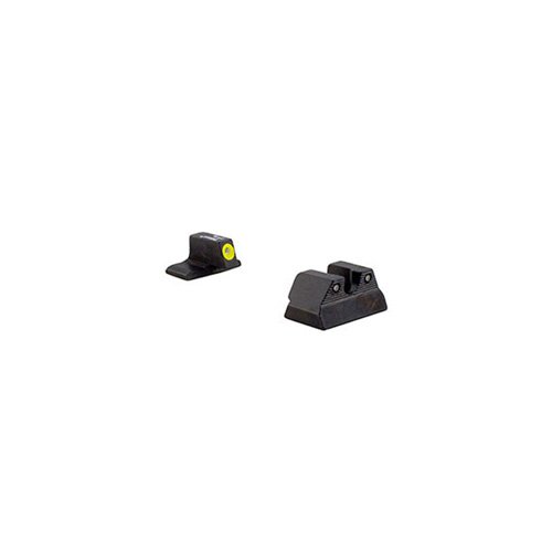HD NIGHT SIGHTS - H&K P2000/P2000SK, FRONT YELLOW OUTLINE/GREEN TRITIUM, REAR BLACK OUTLINE/GREEN TRITIUM