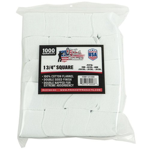 COTTON FLANNEL PATCHES - 7MM-.38 CAL./6MM, 1000 COUNT