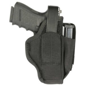 NYLON AMBIDEXTROUS HOLSTER WITH MAG POUCH  - BLACK, SIZE 1, 3" - 4" BARREL MEDIUM FRAME, .32/.380 AUTOS