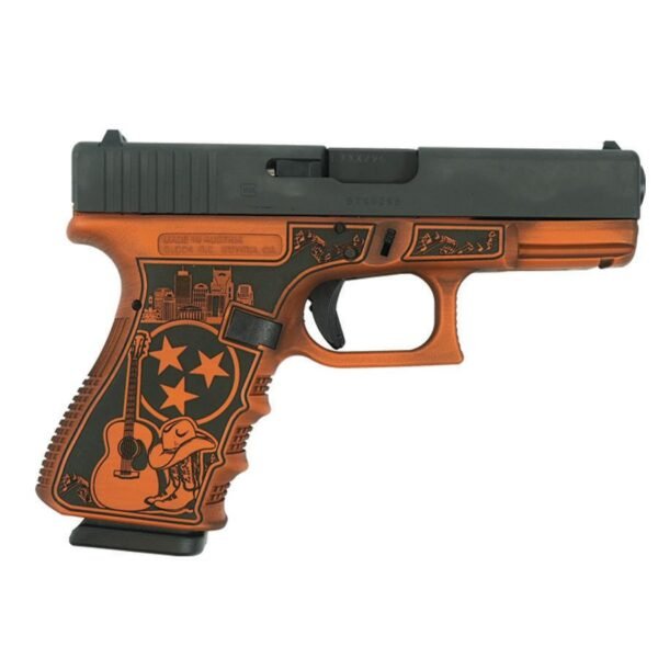 Glock 19 Gen 3 Custom "Tennessee Distressed Orange" Handgun 9mm Luger 15rd Magazines (2) 4.02" Barrel