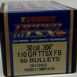 Barnes 30 Cal (.308 Dia) Reloading Bullets Copper TTSX B30362 110 Grain Flat Base Ballistic Tip 50 Pieces