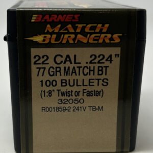 Barnes 22 Cal (.224 Dia) Reloading Bullets Match Burner B32050 77 Grain Boat Tail Hollow Point 100 Pieces