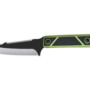 SOG Terragrip Fixed Blade Knife 6.7"" Spine Serrated Drop Point with Gut Hook 420 Black Blade TPR Overmold Handle Black/Green