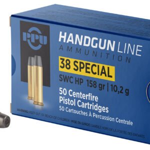 PPU PPH38SH Handgun  38Special 158gr Semi Wadcutter Hollow Point 50 Per Box/10 Case