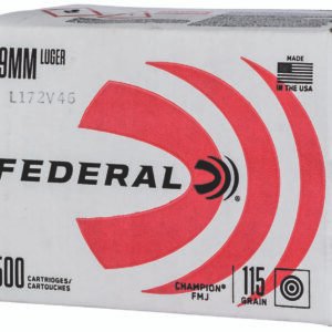 Federal C9115A500 Champion Training 9mmLuger 115gr Full Metal Jacket 500rds *Bulk Package