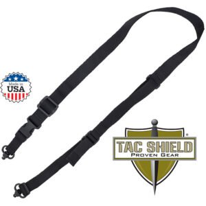 Warrior Sling 2n1 Web Quick Adjustment QD Push Button Swivel 1 1/4 inch Black