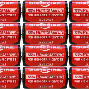 SureFire SF12ABBCS 123A Batteries  Red/Black 3.0 Volts 1,550 mAh (12) Single Package Clamshell