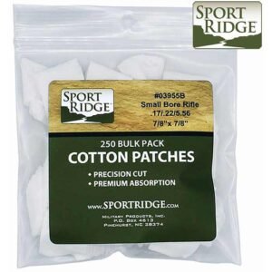 Small Rifle Cotton Patches 250 pack White 7/8in x 7/8in