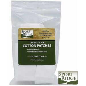 Large Rifle Cotton Patches 250 pack White 1.75 inch x 1.75 inch