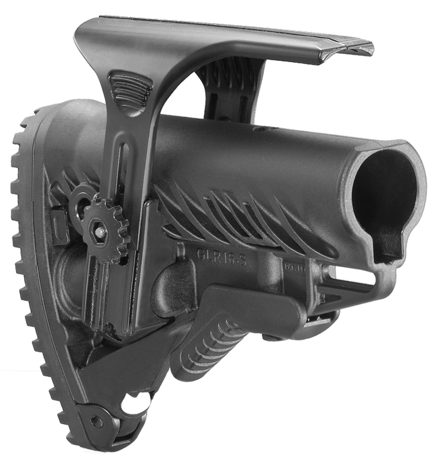 FAB Defense FXGLR16CP GLR-16 CP Tactical Buttstock for AR-15/ M16/ M4 w/Adjustable Cheek-Rest & Anti-Rattle Mechanism Black Polymer
