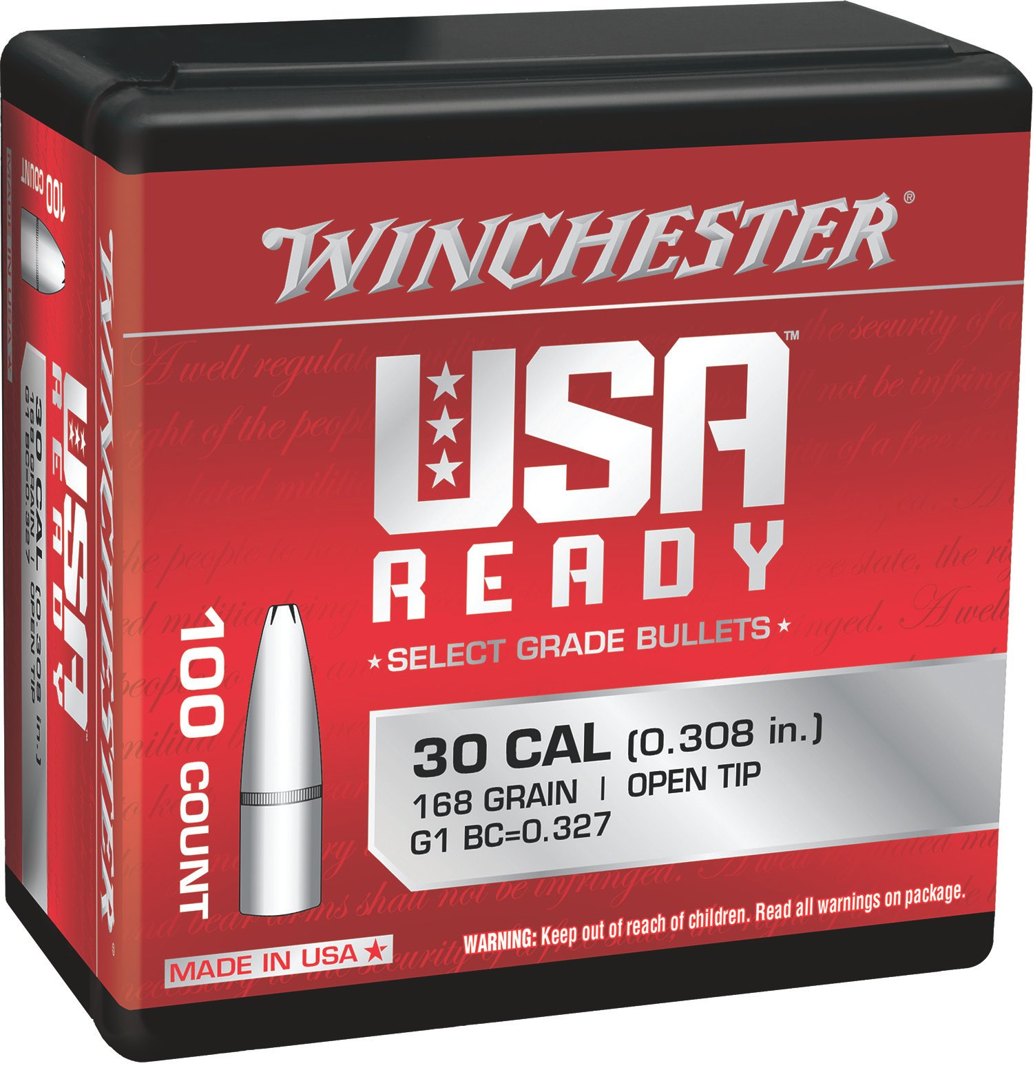 Winchester Ammo WBR30168 Centerfire Rifle  308Win 168gr Open Tip 100 Per Box/10 Case