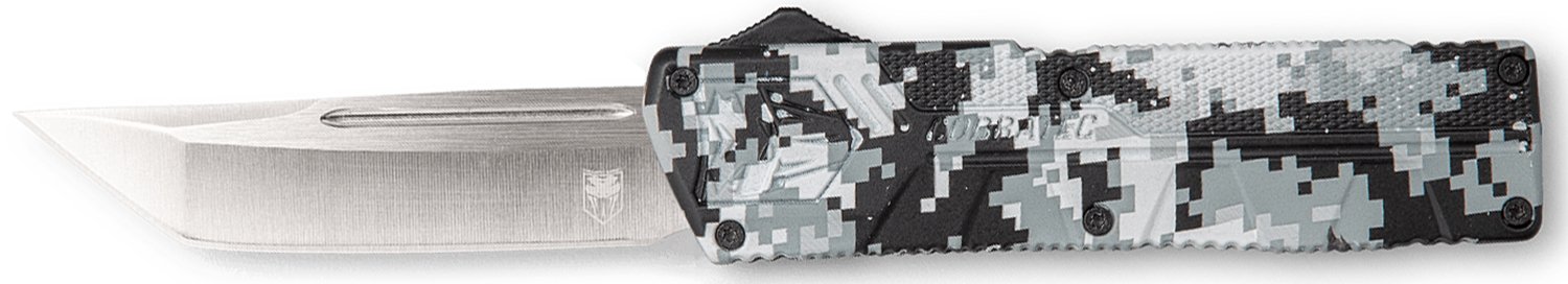 CobraTec Knives WDCCTLETNS Lightweight  3.25" OTF Tanto Plain D2 Steel Blade/Winter Digi Camo Aluminum Handle Includes Pocket Clip
