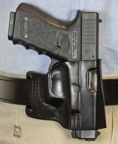 115BAB2Z0.jpg DESANTIS E-GAT SLIDE HOLSTER - OWB RH LTHR FITS GLOCK 19 BLK