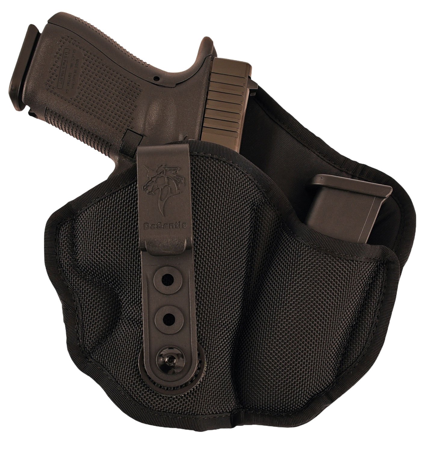 127938-1.jpg DeSantis Gunhide M89BAD6Z0 Inner Piece 2.0 AIWB Black Ballistic Nylon Belt Clip Compatible w/Glock 42/Colt Officer/Kel-Tec P-11 Right Hand