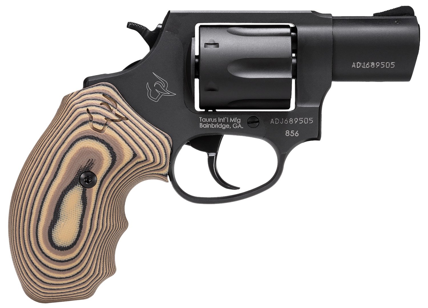 Taurus 2-85621VZ19 856  Small 38 Special 6 Shot 2" Matte Black Carbon Steel Barrel, Cylinder & Frame, Brown VZ Cyclone Grip, Transfer Bar Safety, Exposed Hammer