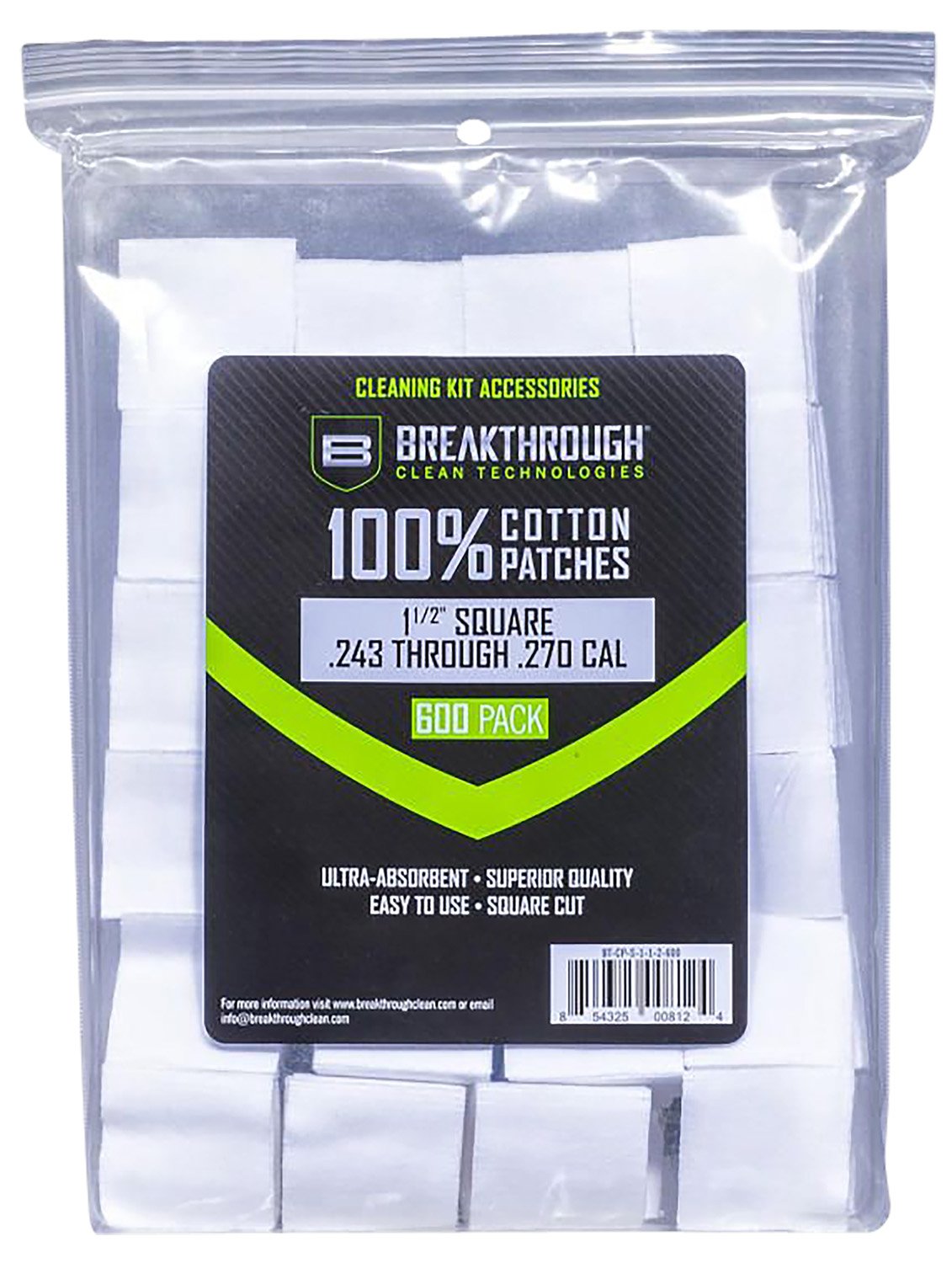 Breakthrough Clean BTCPS112600 Square Patches 243/270 Cal 600 pieces