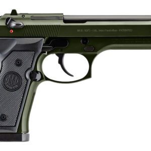 Beretta USA J92F300GR10 92FS  Full Size Frame 9mm Luger 10+1 4.90" Black Steel Barrel, OD Green Cerakote Serrated Slide, OD Green Cerakote Aluminum Frame w/Beavertail, Black Textured Grip
