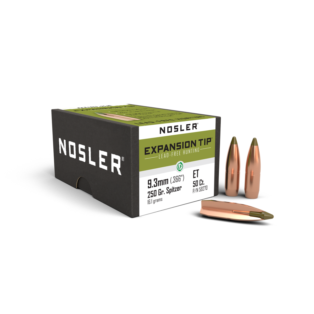 https3A2F2Fmedia.chattanoogashooting.com2Fimages2Fproduct2FNO592702FNO59270-1.png Nosler E-Tip Lead Free Rifle Bullets 9.3mm .366" 250gr SPTZ E-Tip 50/ct