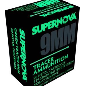 SUPERNOVA  AMMUNITION AMO 9MM 119GR FMJ GREEN TRACER 20RD ( 50 BOXES PER CASE )