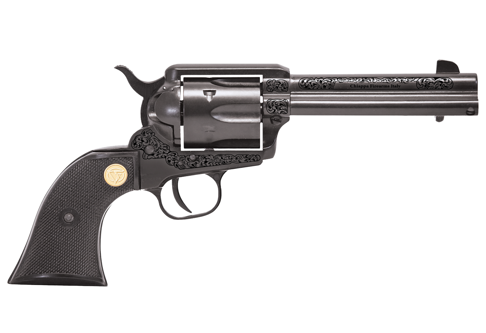 CHIAPPA 1873 REVOLVER SAA 22LR PISTOL BLACK 4.75" ENGRAVED FRAME - Coastal Firearms