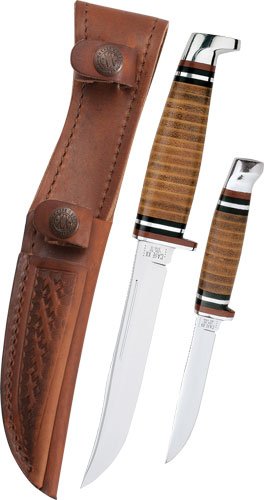 CASE KNIVES LEATHER HUNTER TWO - KNIFE SET & LEATHER SHEATH