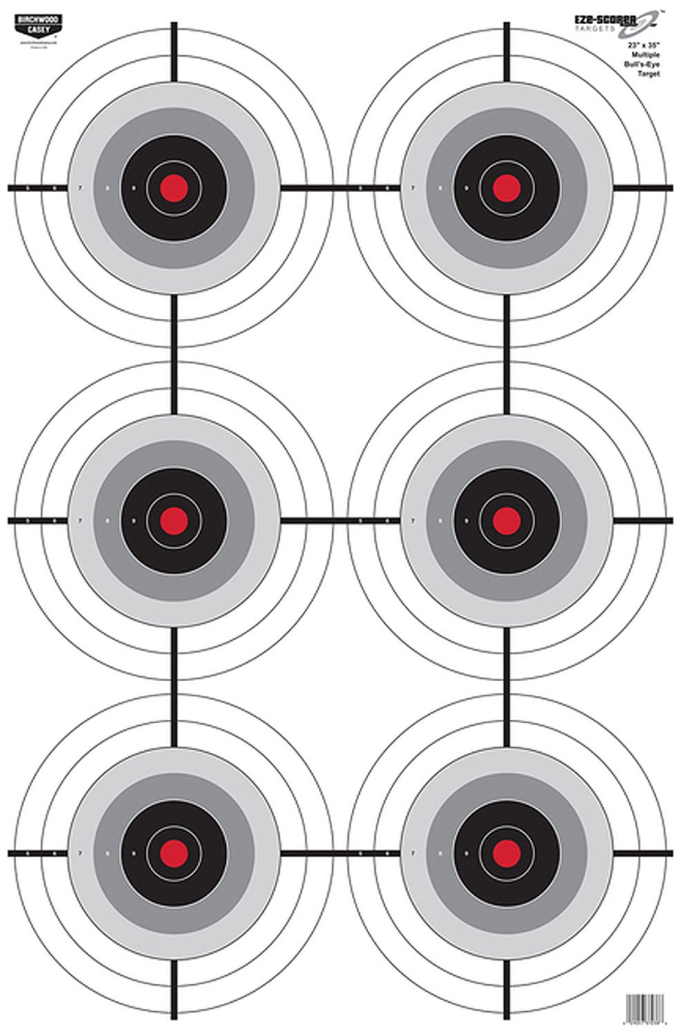 Birchwood Casey 37038 EZE-Scorer 6-Bullseye Paper Target 23" x 35" 100 Per Pack