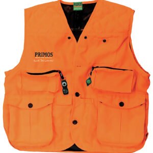 Primos 65705 Gunhunter's Hunting Vest 3XL Blaze Orange Features Compass & LED Light
