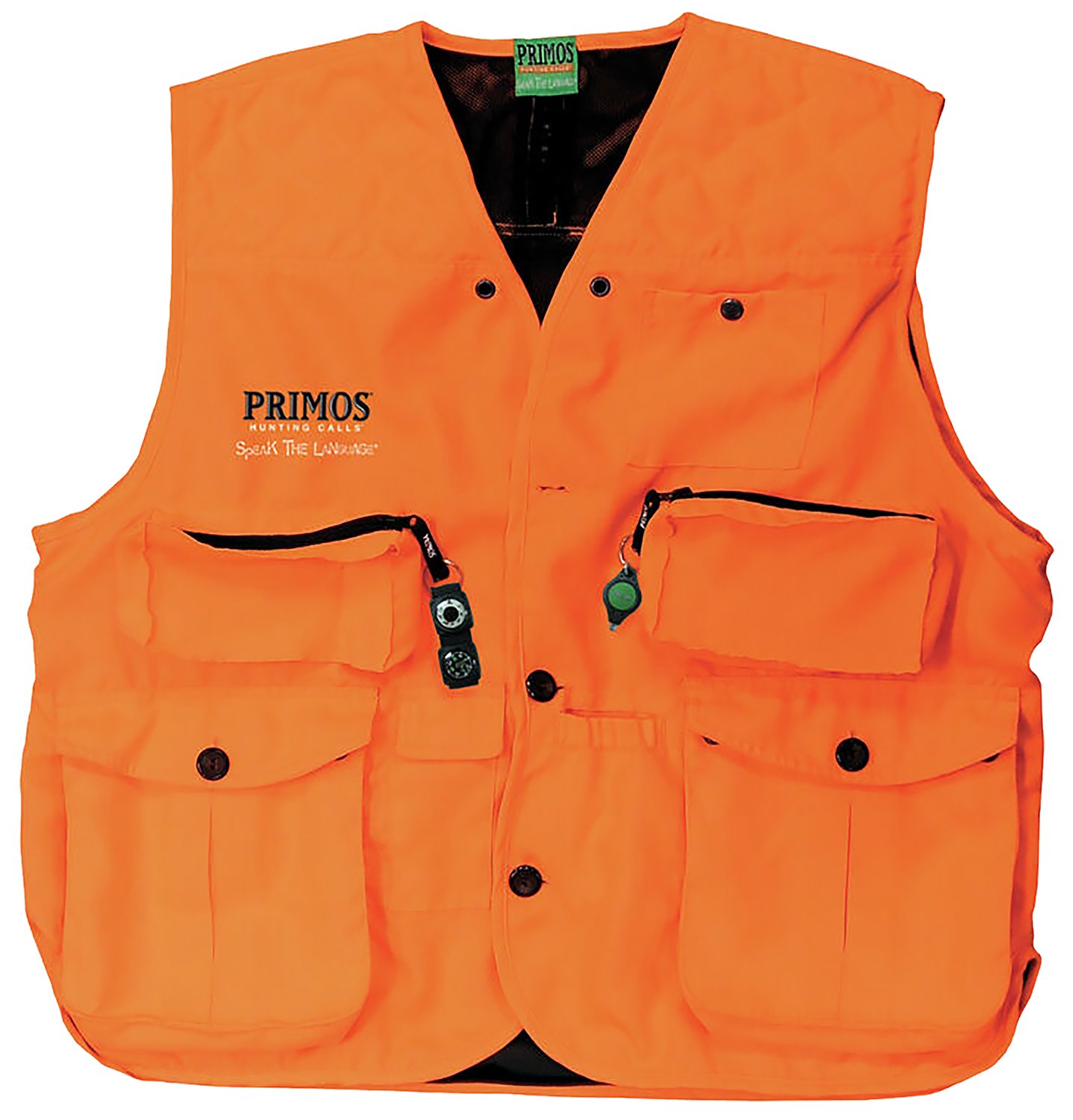 Primos 65705 Gunhunter's Hunting Vest 3XL Blaze Orange Features Compass & LED Light