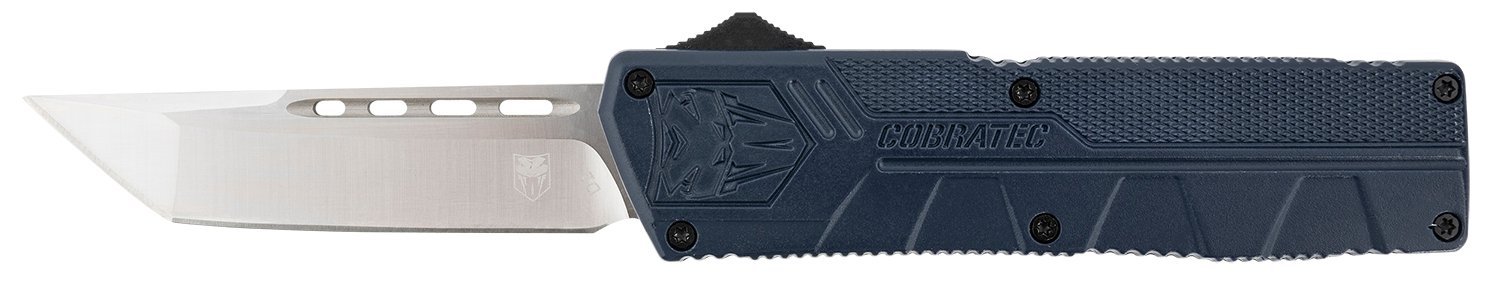 CobraTec Knives NYCTLWTNS Lightweight  3.25" OTF Tanto Plain D2 Steel Blade/NYPD Blue Aluminum Handle Includes Pocket Clip