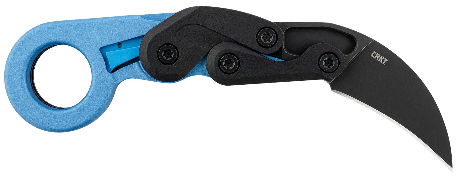 CRKT 4041B Provoke  2.47" Folding Hawkbill Plain Black Stonewashed 4116 Stainless Steel Blade/Blue Metallic Grivory Handle