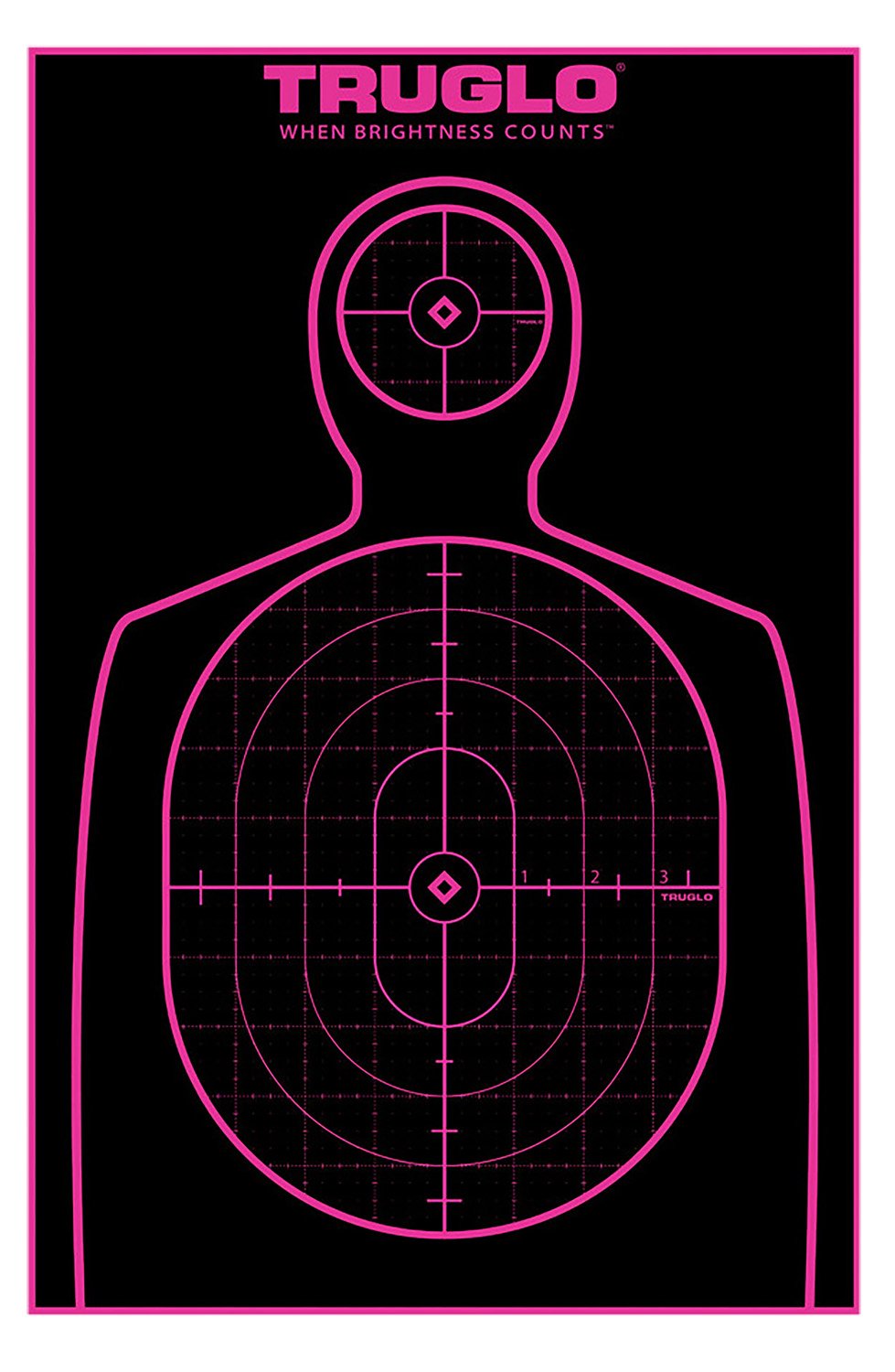 TruGlo TG13A12BB Tru-See Handgun Target Self-Adhesive Heavy Paper Black/Pink 12"x18" Silhouette 12 Pack