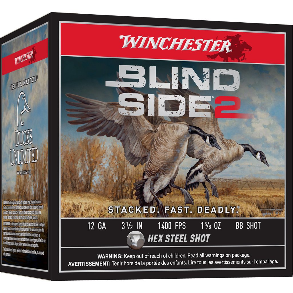 Winchester Blind Side 2 Shotgun Ammo 12 ga. 3.5 in. 1 5/8 oz. HV BB Shot 25 rd. - Winchester