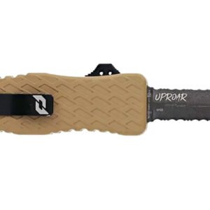 Schrade 1159305 Uproar  Automatic 3" OTF Dagger Part Serrated Black Oxide D2 Steel Blade, Flat Dark Earth Textured Aluminum Handle