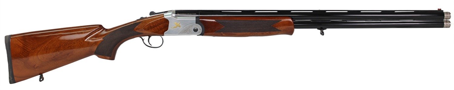 174698.jpg Iver Johnson Arms IJ60012LW28S IJ600 Lightweight Full Size 12 Gauge Break Open 3" 2rd 28" Black Over/Under Vent Rib Barrel, Silver Engraved Aluminum Receiver, Fixed Walnut Wood Stock, Ambidextrous