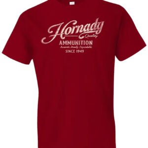 Hornady Gear 31873 Vintage Script  Red Cotton Semi-Fitted Large