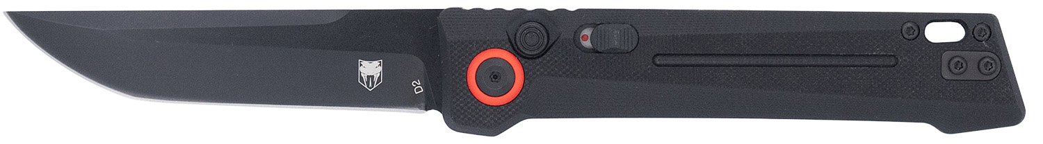 CobraTec Knives CTIFRBLK Inferno 3.50" OTF Tanto Plain Black TiCN D2 Steel Blade, 4.75" Black Textured Handle