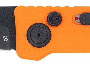 CobraTec Knives CTIFRORG Inferno  3.50" OTF Tanto Plain Black TiCN D2 Steel Blade, 4.75" Blaze Orange Textured Handle