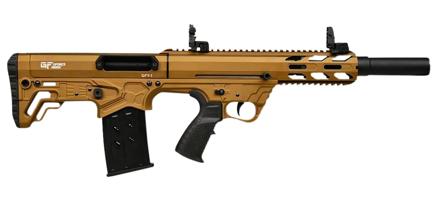 181241.jpg Gforce Arms GFY1BRNZ GFY-1 USA 12 Gauge Semi-Auto 3" 5+1 18.50" Black Threaded Barrel, Bronze Cerakote Aluminum Receiver w/Picatinny Rail, Bronze Bullpup Polymer Stock, Polymer Grip