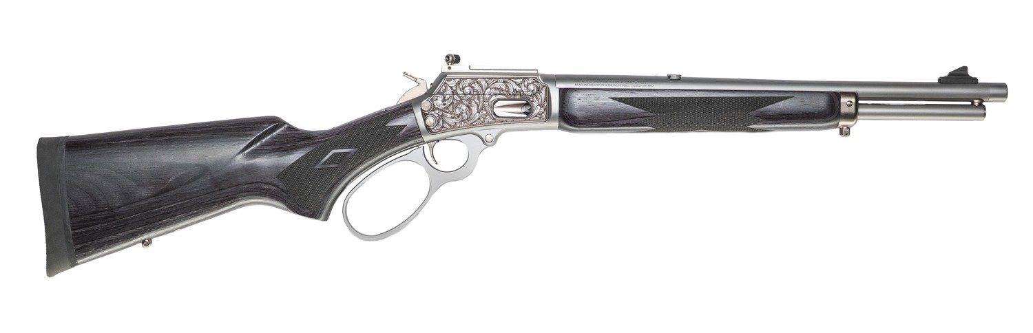 Cnc Firearms CNCRAZ10MM Marlin 1894 SBL Wild Boar 10mm Auto 16" Polished Stainless Steel, Polished Engraved Receiver, Gray Fixed Laminate Stock