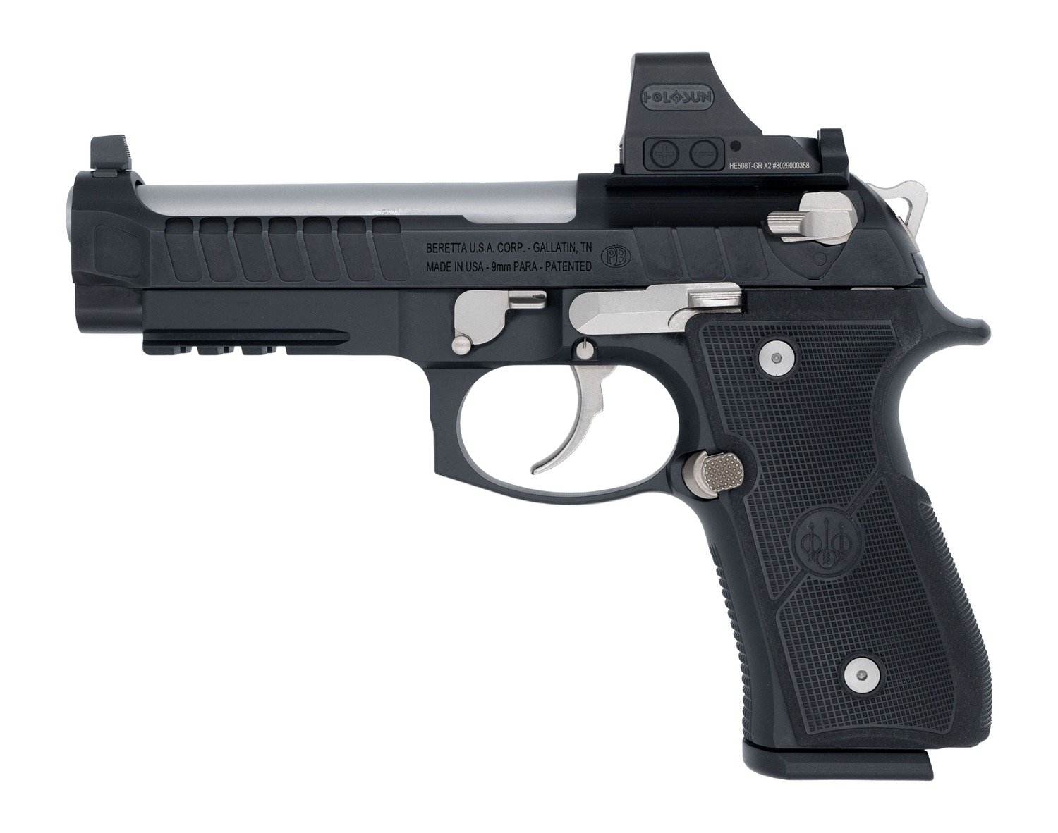 Langdon Tactical Tech 92E2CBRRBS Beretta 92 Elite  Full Size 9mm Luger 18+1 4.70" Stainless Barrel, Black Nitride Stainless Steel Optic Ready/Serrated Slide, Black Cerakote Aluminum Frame w/Picatinny
