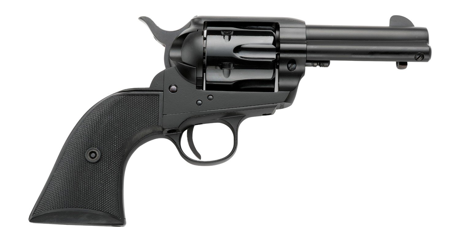 Pietta PFI9ALLOYAS312CB Alloy 9mm Luger 6 Shot 3.50" Matte Black Alloy Steel Barrel & Frame, Black Checkered Grip