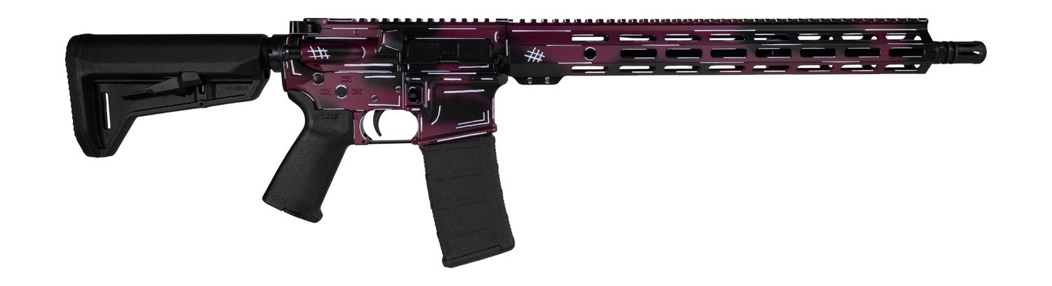 Shark Coast Tactical SCC02119ABKCH Anime-15  5.56 NATO 30+1 16" Black Nitride Threaded Barrel, Black Cherry Cerakote Aluminum Receiver w/Picatinny Rail, M-LOK Handguard, Magpul Collapsible Black Polym