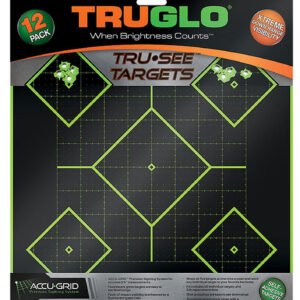 TruGlo TG14A12 Tru-See 5- Diamond Target Self-Adhesive Heavy Paper Black/Green 12"x12" 12 Pack