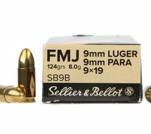 Sellier & Bellot 9mm Luger Ammunition SB9B 124 Grain Full Metal Jacket 50 Rounds